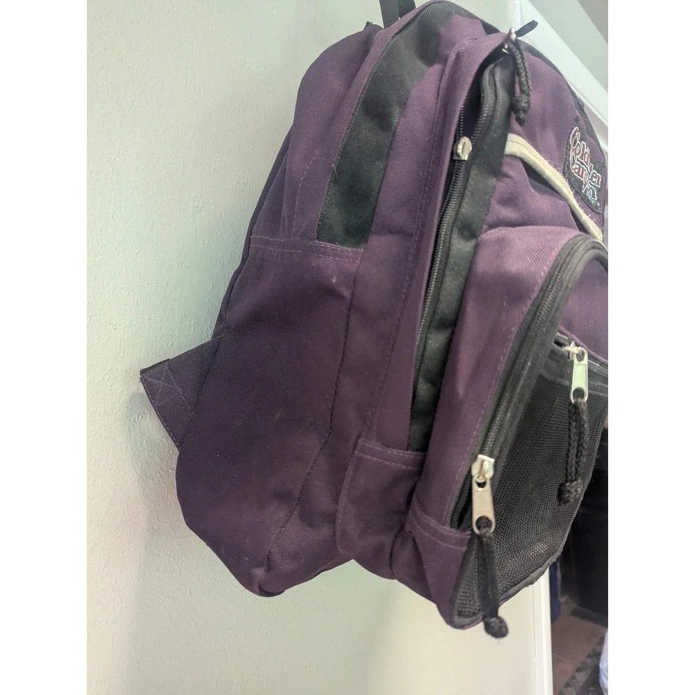 Vintage Coldwater Canyon Purple Black Multi Pocket Backpack 1990s Daypack